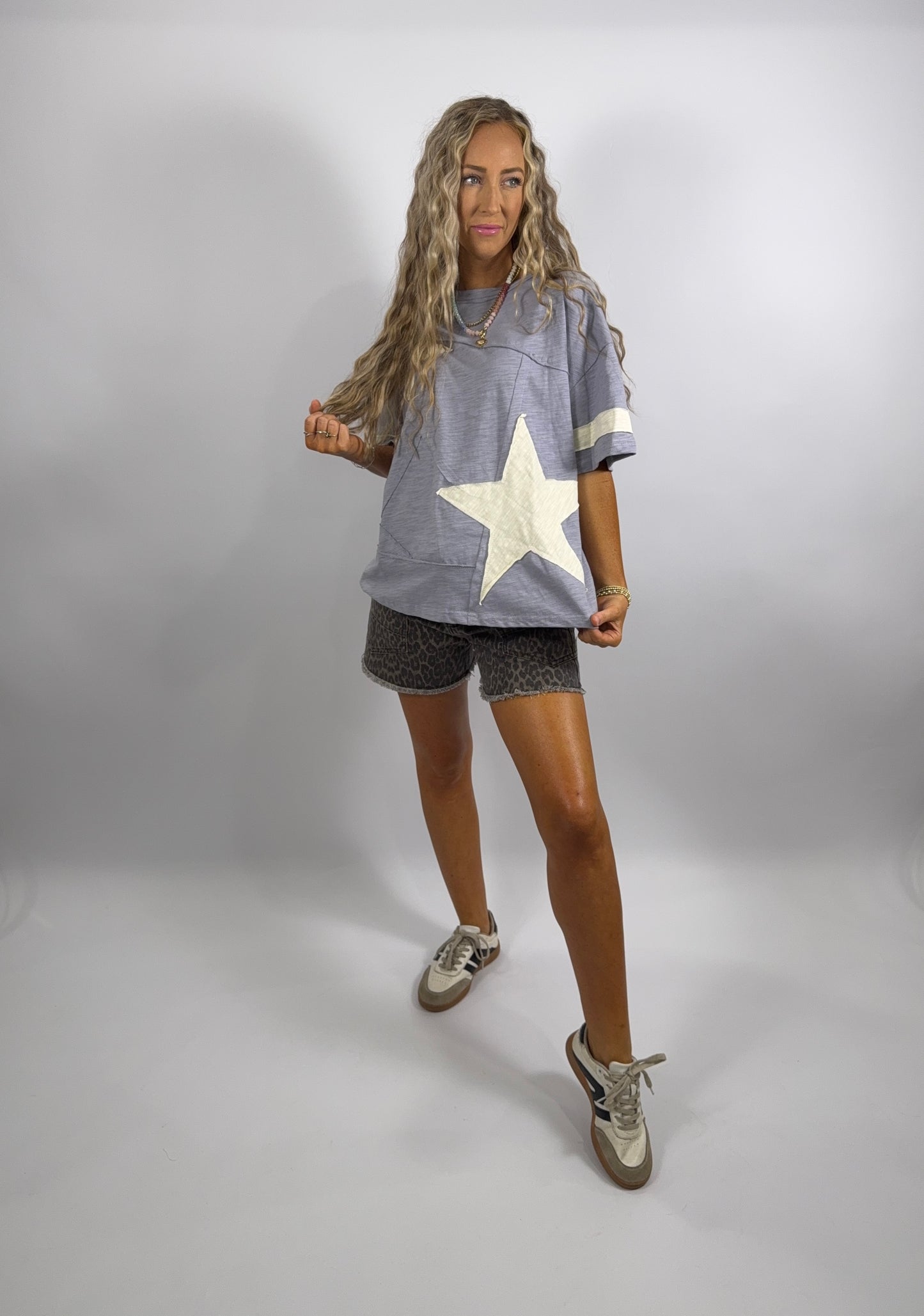 Carmine Star Top - Blue Gray