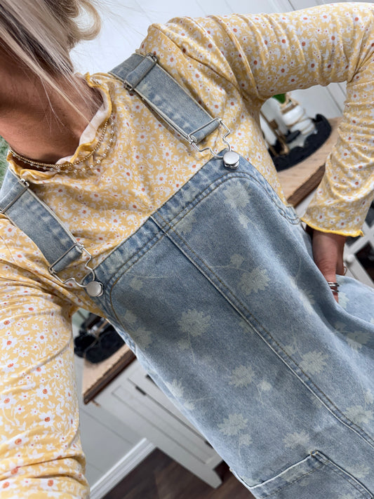 Floral Mesh Top - Yellow