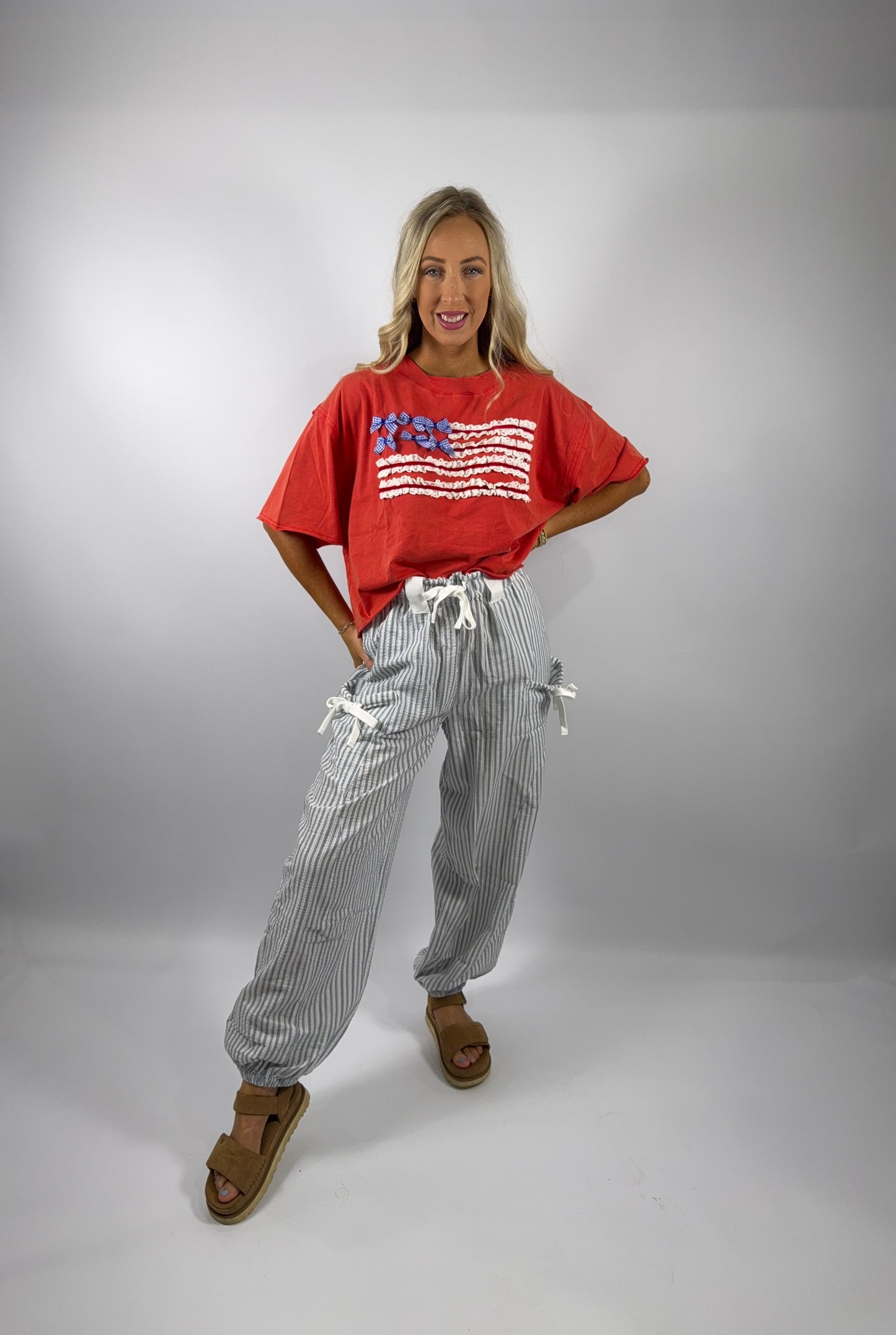 Georgia Stripe Pants - White/Blue