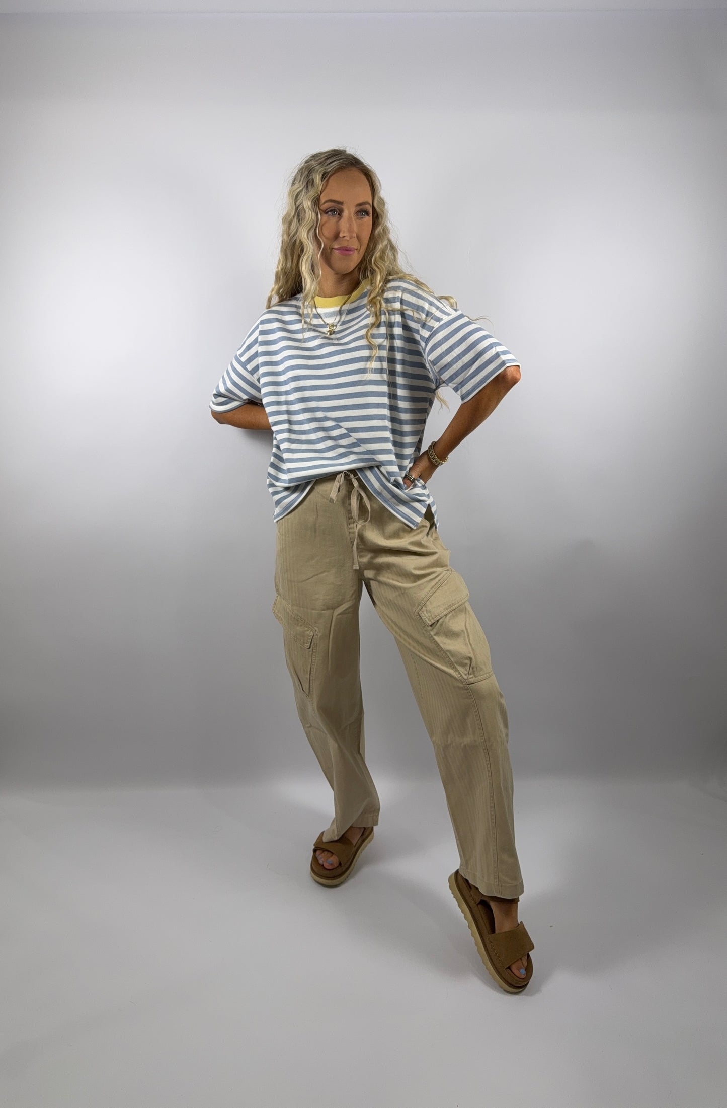 Layne Stripe Top - Blue/Yellow