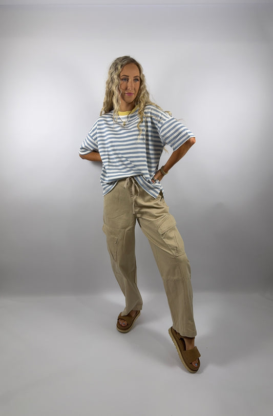 Layne Stripe Top - Blue/Yellow
