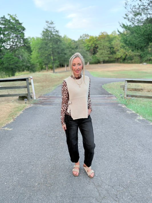 Evie Tie Sweater Vest - Beige