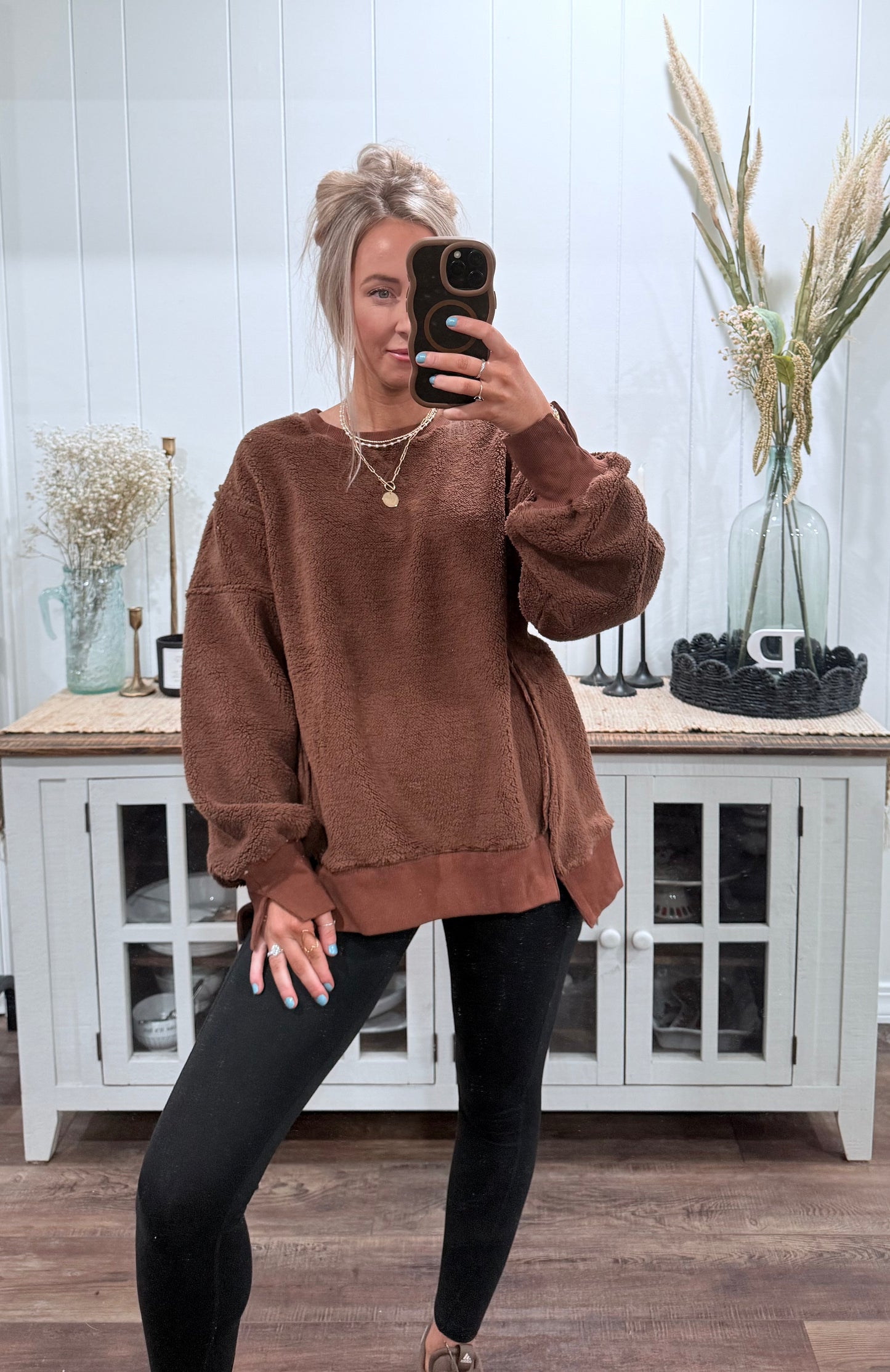 Exposed Seam Sherpa Pullover - 3 colors