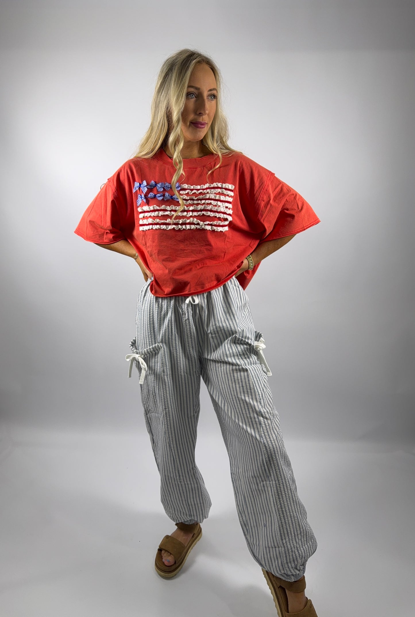 Georgia Stripe Pants - White/Blue