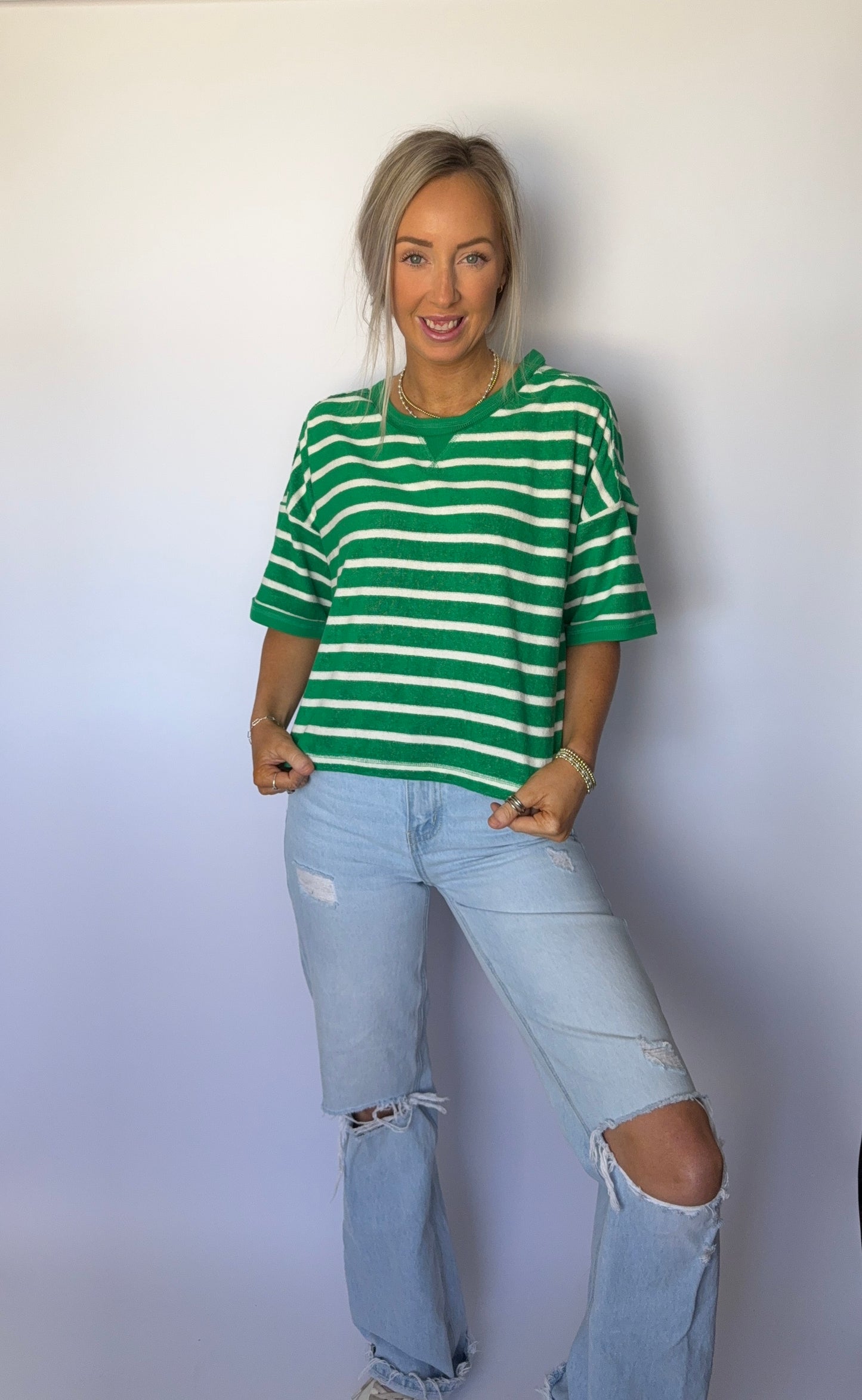 Everyday Stripe Top - Green/White