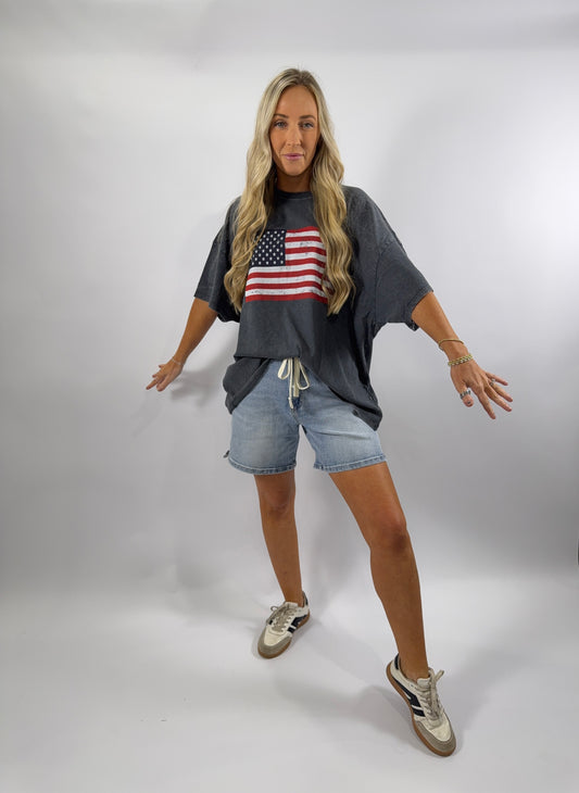 American Flag Oversized Tee