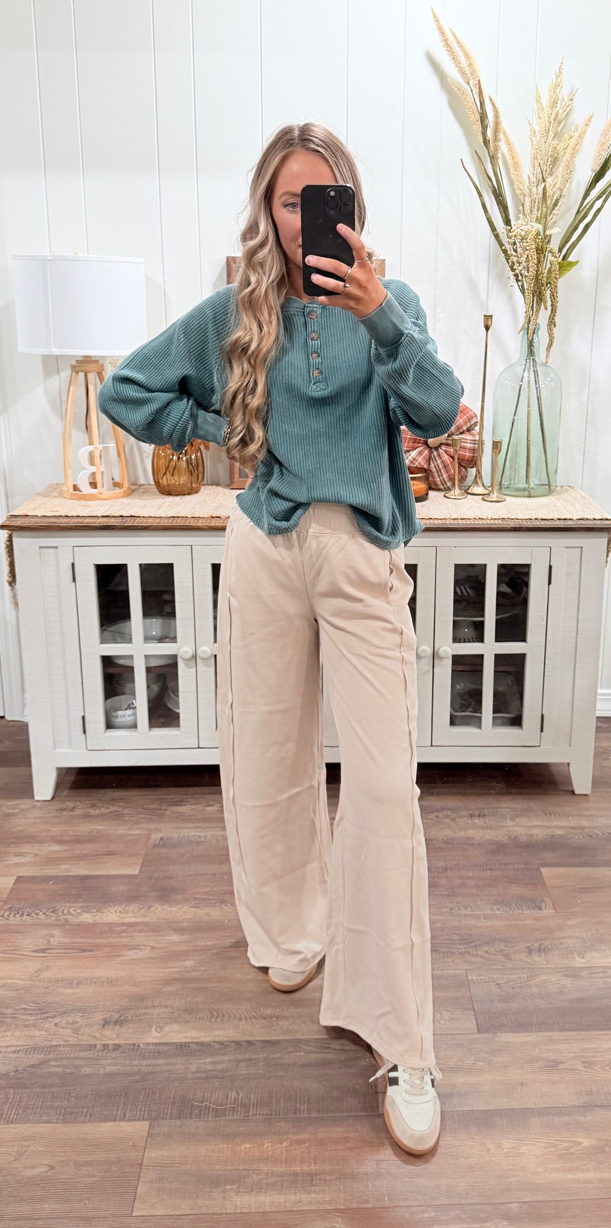 Dakota Waffle Top - green