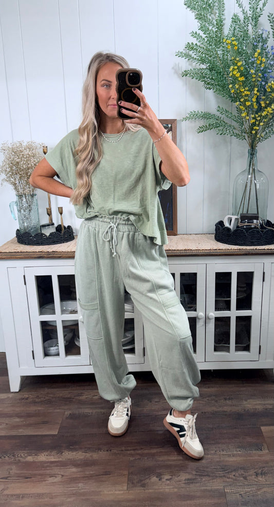 Tilly Keyhole Top - Sage