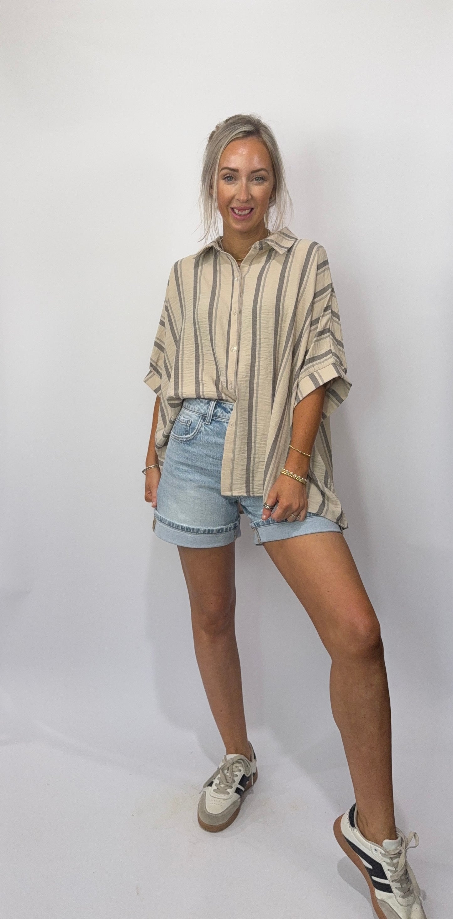 Brooke Stripe Top - Taupe