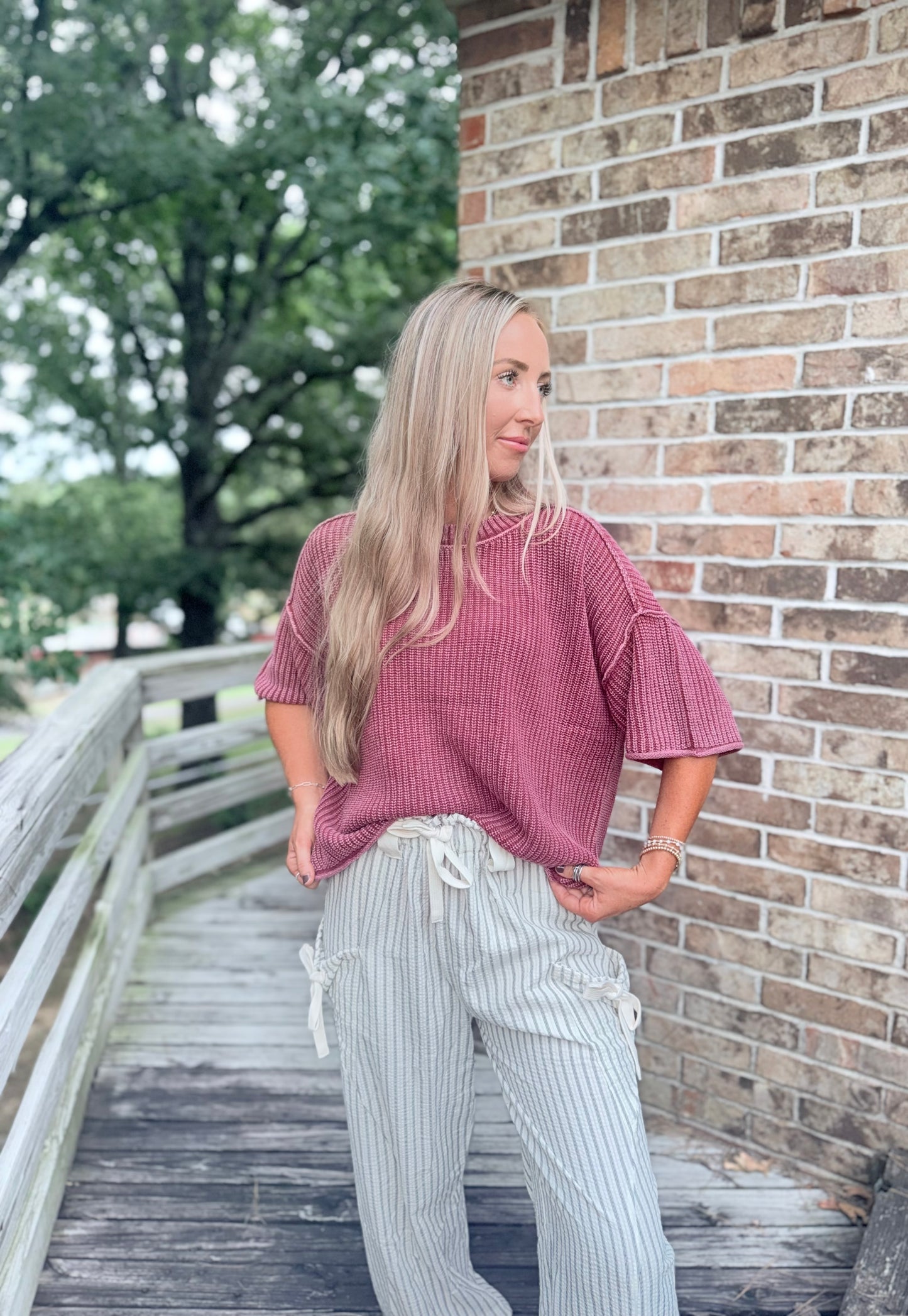 Mae Sweater Top - Red