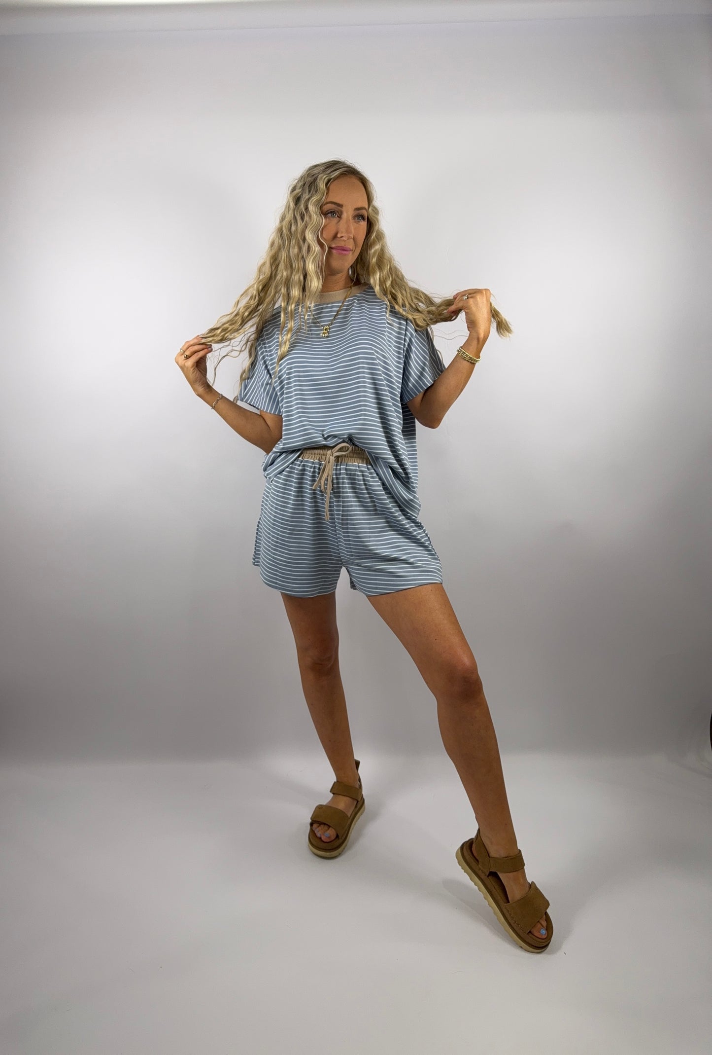 Cloud 9 Stripe Set - Blue/Taupe