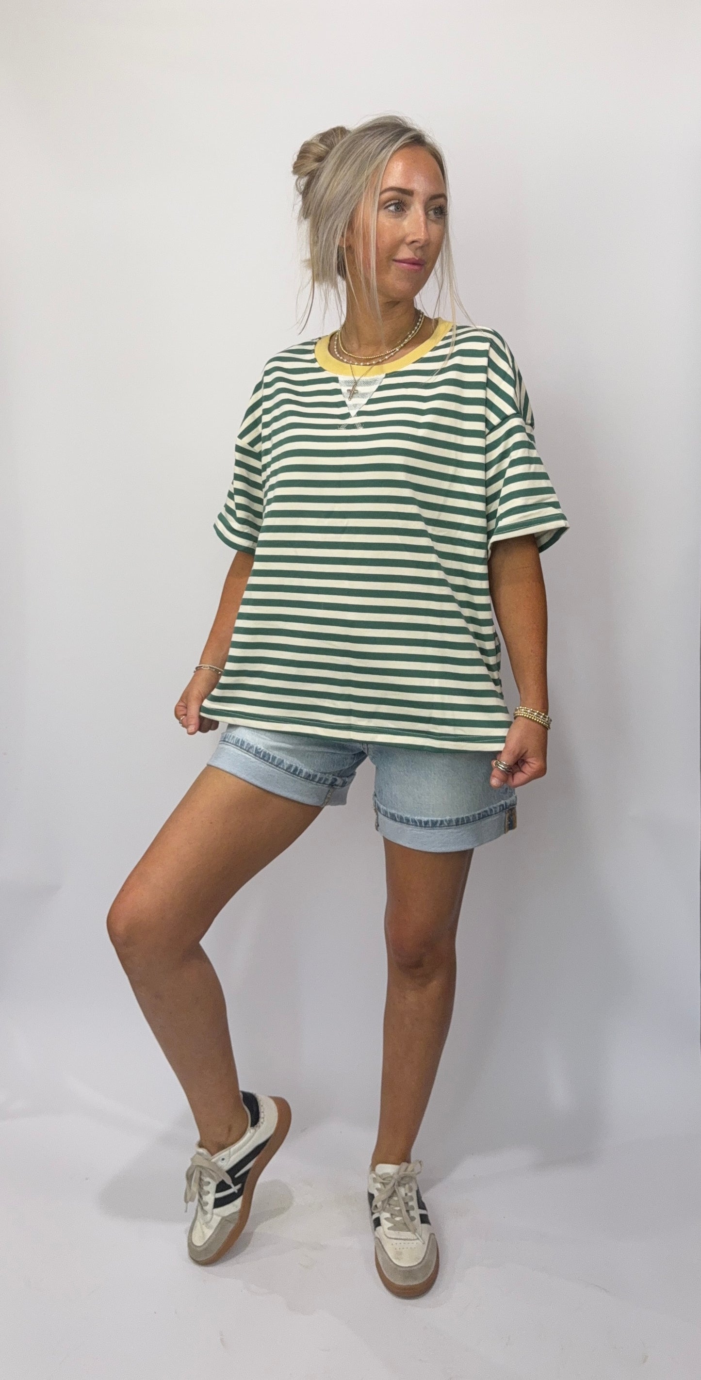 Layne Stripe Top - Green/Yellow
